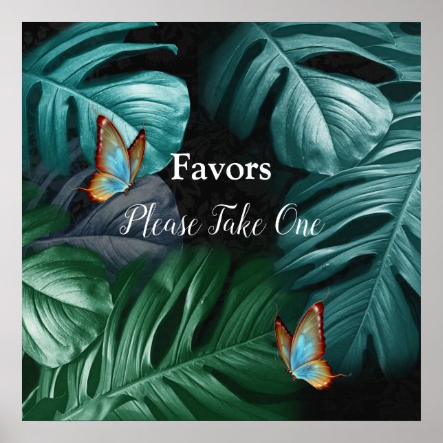 Poster Papillons du Paradis/Tropical Turquoise Splash (Devant)