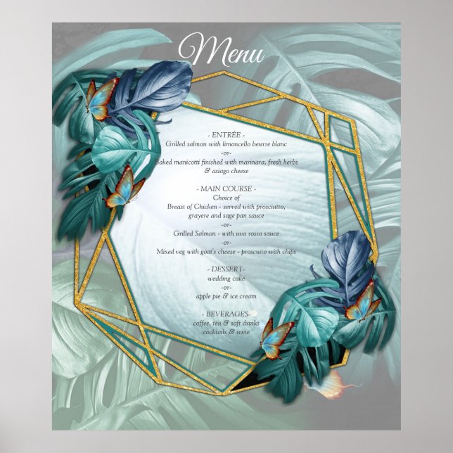 Poster Papillons du Paradis/Tropical Turquoise Splash (Devant)