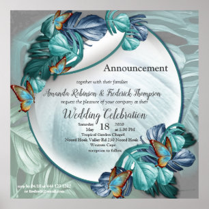 Poster Papillons du Paradis/Tropical Turquoise Splash