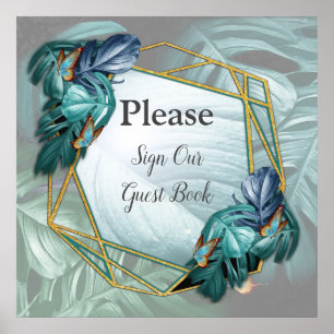 Poster Papillons du Paradis/Tropical Turquoise Splash