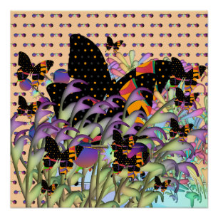 Poster Papillons et lentilles violettes Nouveauté