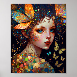 Poster Papillons Fée Colorée Imaginaire Art