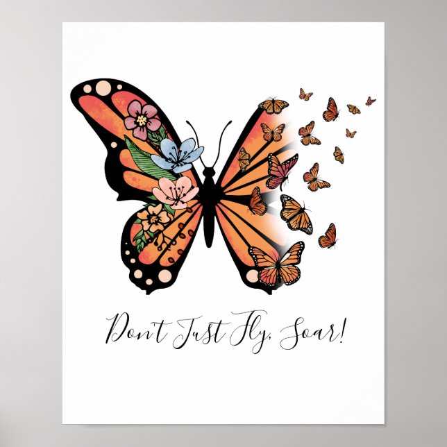 Poster Papillons Fleurs Motivationnelle Inspiration (Devant)