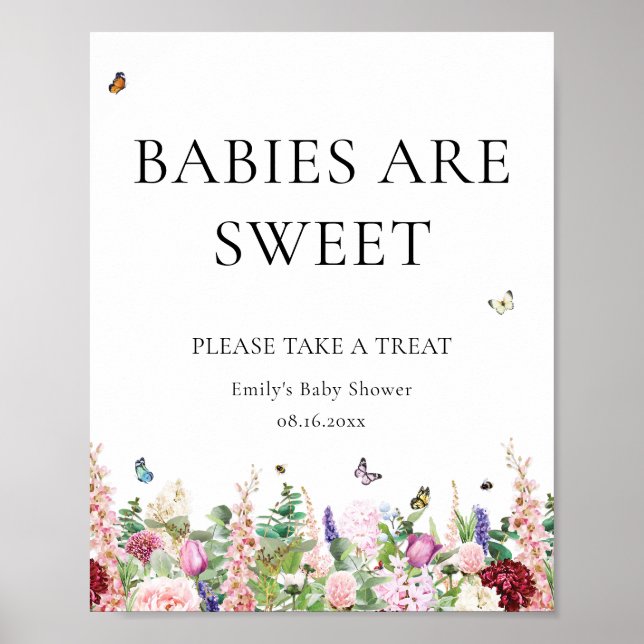 Poster Papillons floraux violets roses | Les bébés sont d (Devant)