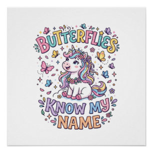 Poster Papillons Licorne Connaissent Mon Nom Charmant Art