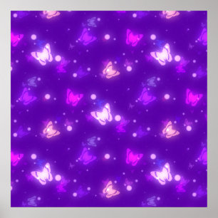 Poster Papillons Lumineux Violet Violet Conception