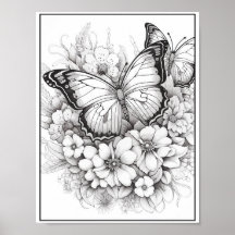 Papillons mignons/Fleurs Coloration