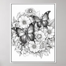 Papillons mignons/Fleurs Coloration
