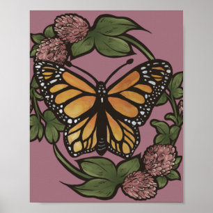 Poster Papillons Monarque rouge Clover Papillons du jardi
