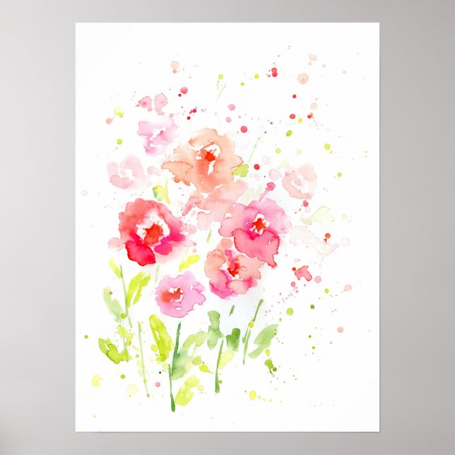 Poster Papillons rose aquarelle (Devant)