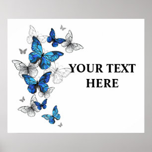Poster Papillons volants bleus Morpho
