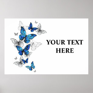 Poster Papillons volants bleus Morpho