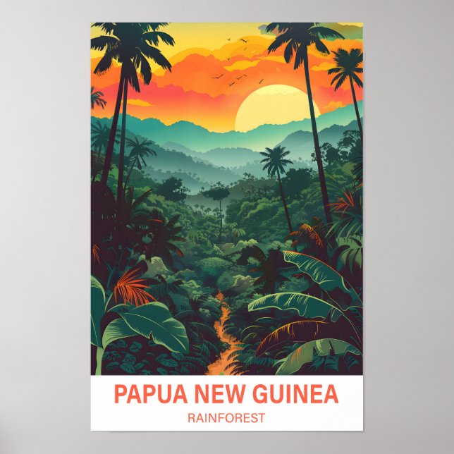 Poster Papouasie-Nouvelle-Guinée Forêt tropicale Illustra (Devant)