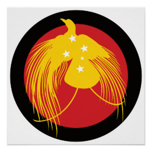 Poster Papouasie Oiseau de paradis Drapeau animal nationa