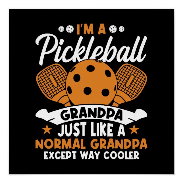 Poster Papy Joueur de Pickleball Cool (Devant)