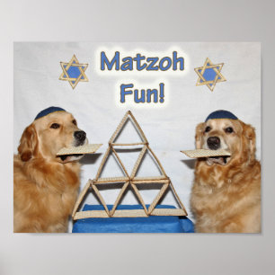 Poster Pâque d'amusement de Matzoh de golden retriever