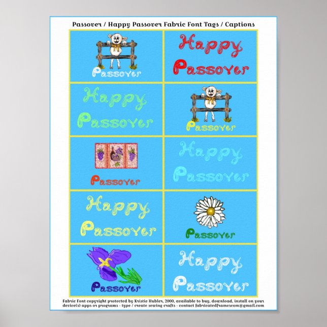 Poster Pâque / Happy Pessa Fabric Font légende (Devant)