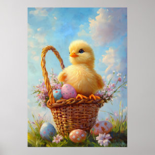 Poster Pâques Paniers Poussettes Oeufs Peinture