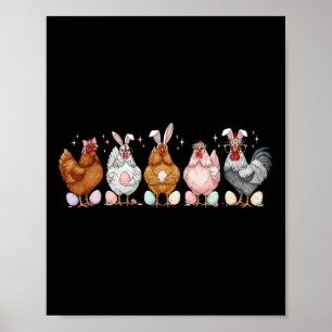 Poster Pâques Poulet Lapins Oreilles Coq Volailles Agricu