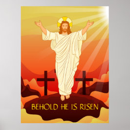 Poster Pâques Résurrection de Jésus Voici Il Est Ressusci