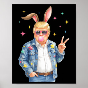 Poster Pâques Trump Bunny souffle la bulle Sungles Paix S
