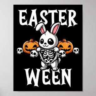 Poster Pâques Ween Skeleton Bunny Halloween Thème