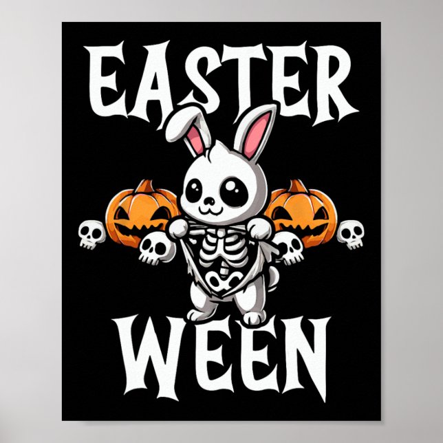 Poster Pâques Ween Skeleton Bunny Halloween Thème (Devant)