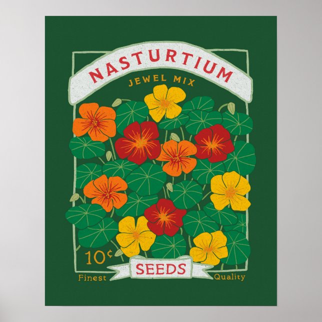 Poster Paquet de graines de fleurs de Nasturtium (vert) (Devant)