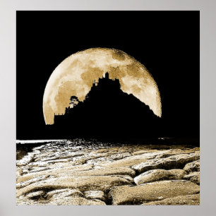 Poster Par la lumière de la lune de sépia