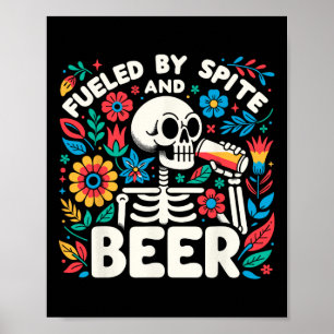 Poster Par Spite Et Bière Halloween Squelette Floral