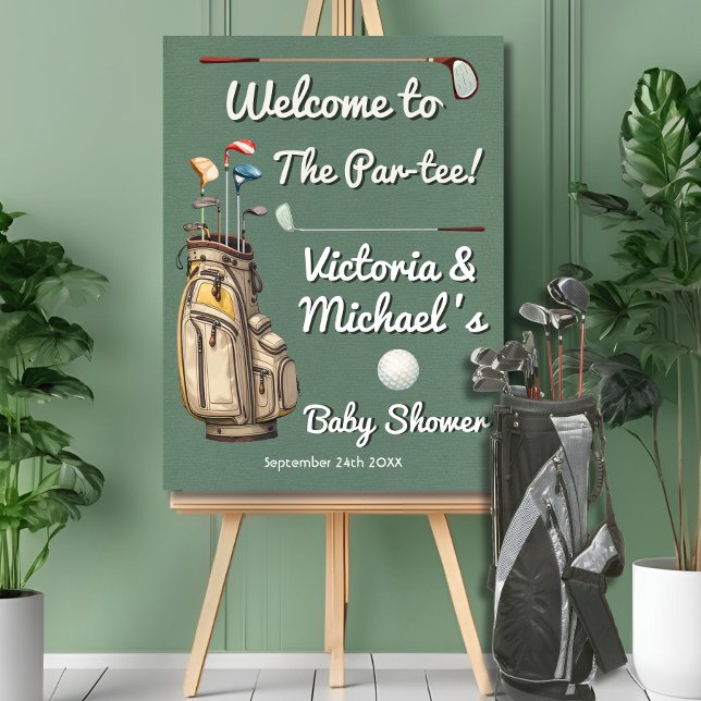 Poster Par-tee Golf Baby shower Panneau de bienvenue (Créateur téléchargé)