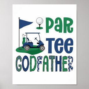 Poster Par-tee Parrain Golfeur Fête d'anniversaire Famill