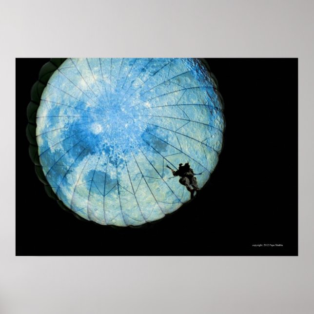 Poster Parachute : Homme sur Lune (Devant)