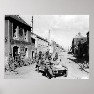 Poster Parachutistes américains en Carentan France Deuxiè