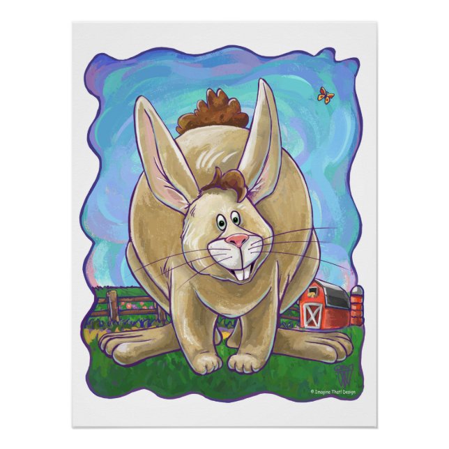 Poster Parade animalière sur lapin mignon (Devant)