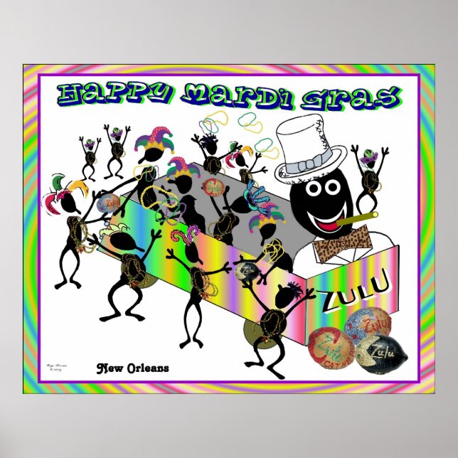 Poster Parade de Zulu à Mardi Gras (Devant)