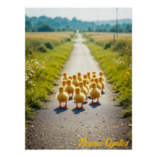 Poster Parade Dorée – Canetons sur un Chemin de Campagne