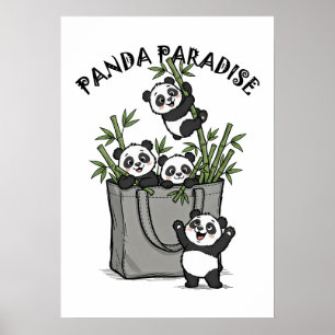 Poster Paradis de bambou de Panda Mâchant la Vie Lentemen