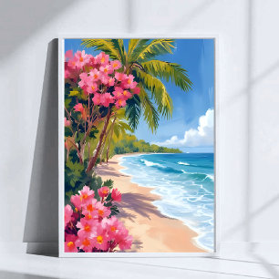 Poster Paradis de Plage Tropicale Peinture d'Océan
