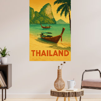 Poster Paradis de plage vintage en Thaïlande
