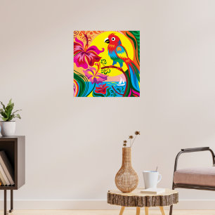 Poster Paradis du perroquet tropical