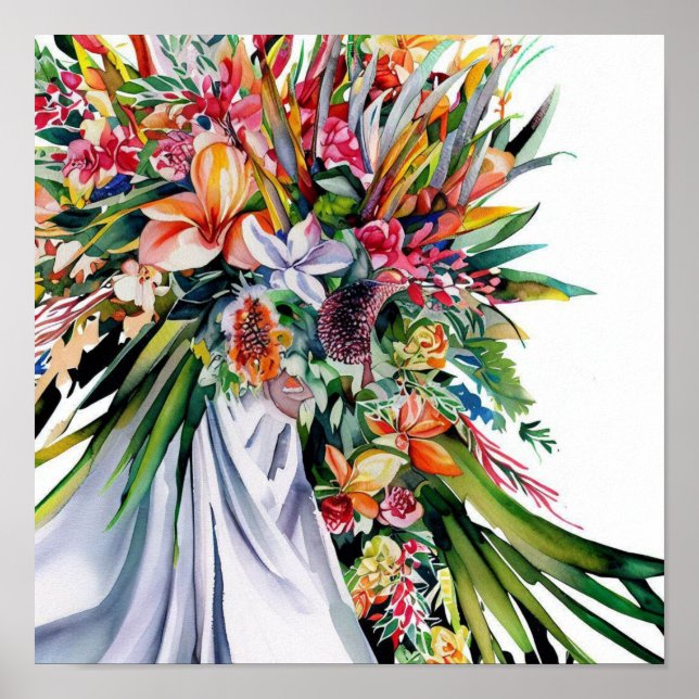 Poster Paradis tropical, Bouquet en cascade nuptiale (2), (Devant)