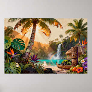 Poster Paradis Tropical : Une Retraite Insulaire Vibrante