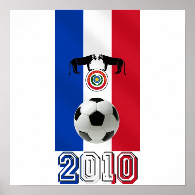 Poster Paraguay 2010 drapeau des cadeaux de football (Devant)