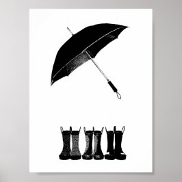 Poster Parapluie & Bottes