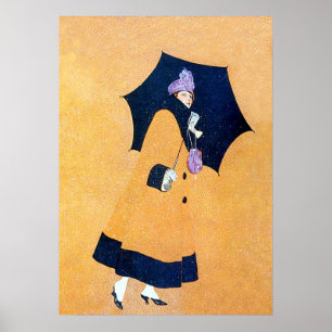Poster Parapluie et neige par C Coles Phillips