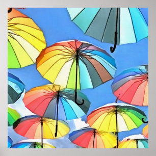 Poster Parapluies flottants Ciel Art fantaisiste