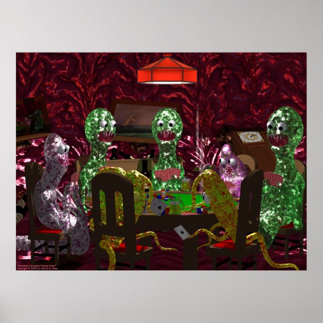 Poster Parasites intestinaux jouer au poker (Devant)