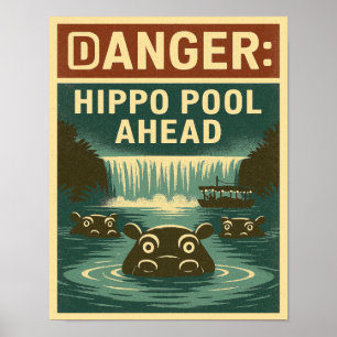 Poster Parc à thème de l'affiche d'hippopotame