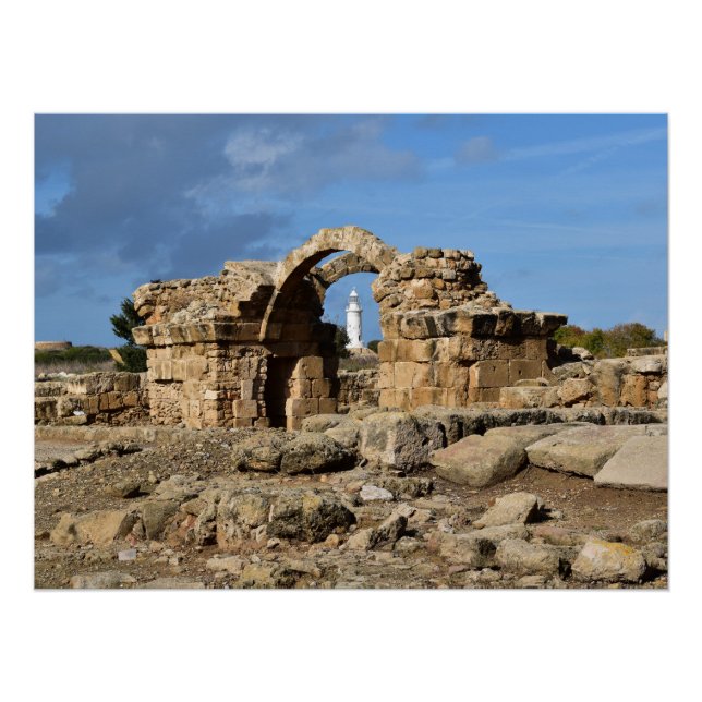 Poster Parc archéologique de Paphos, ruines et phare (Devant)